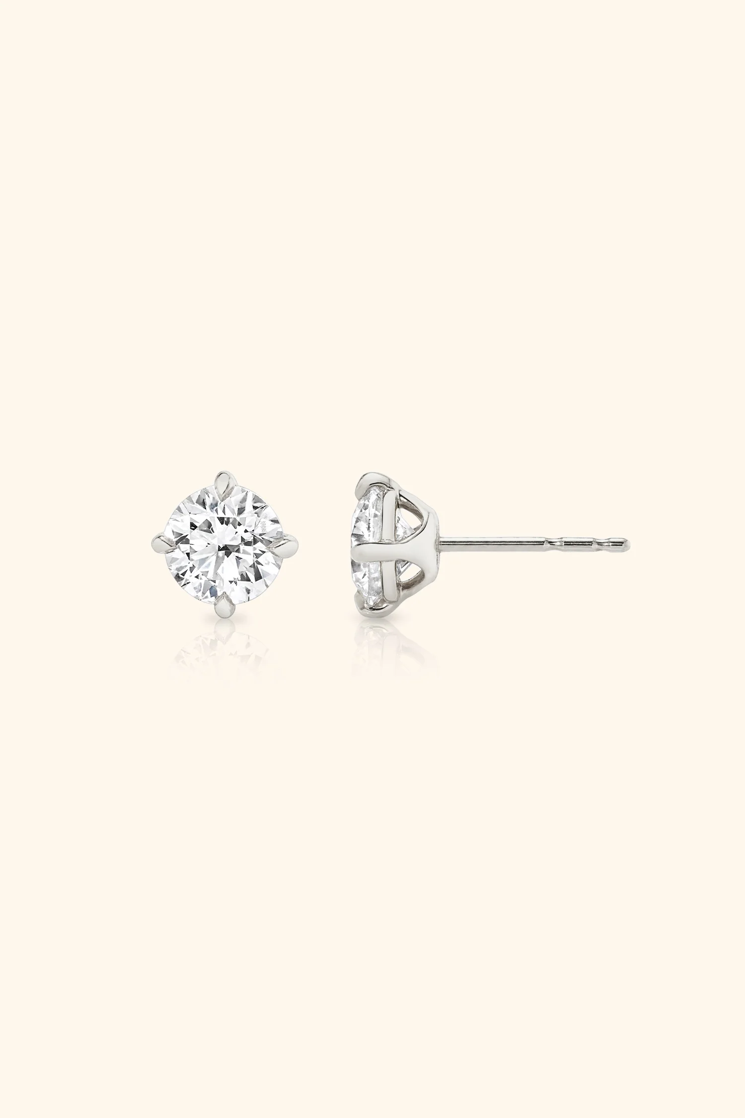 Classic Diamond Studs set with Round Solitaire - Image 5