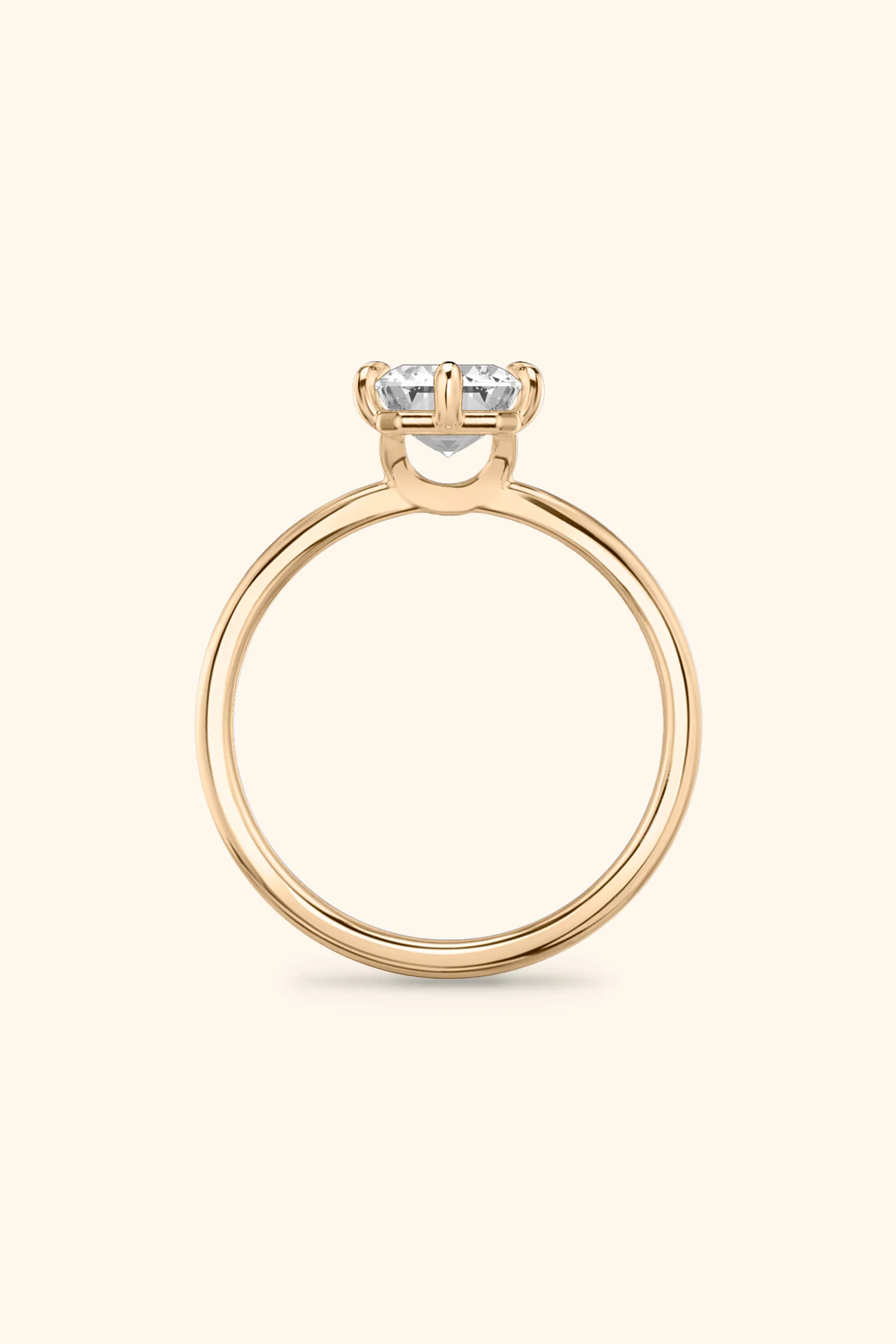 6 Prong Classic Grace with Emerald Solitaire Ring - Image 3