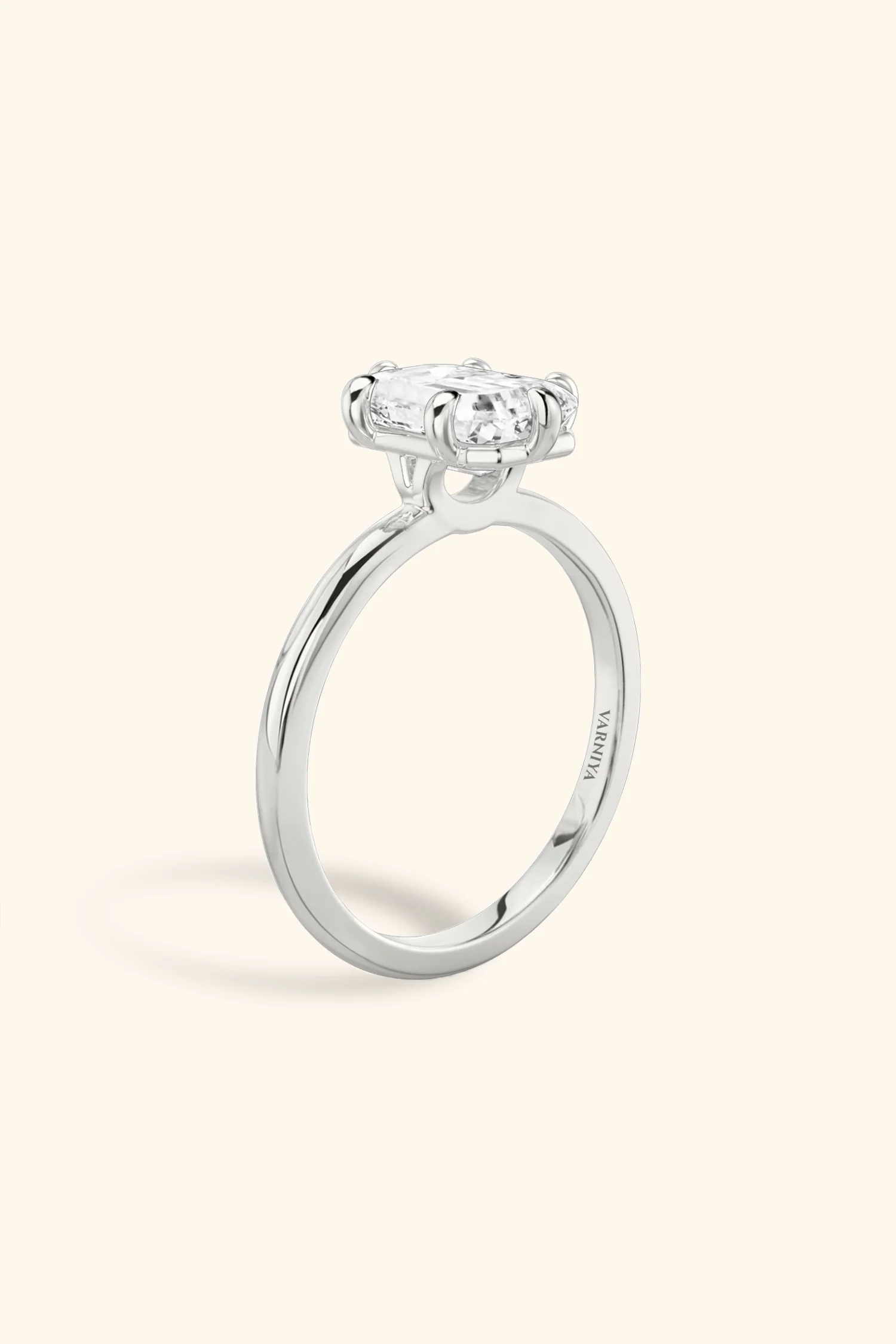 6 Prong Classic Grace with Emerald Solitaire Ring - Image 7