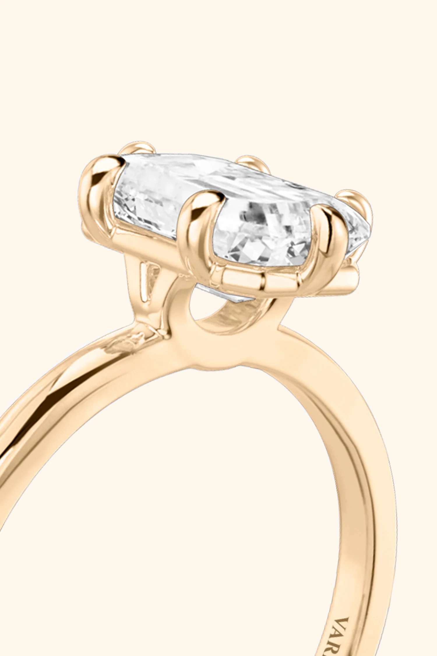 6 Prong Classic Grace with Emerald Solitaire Ring - Image 9