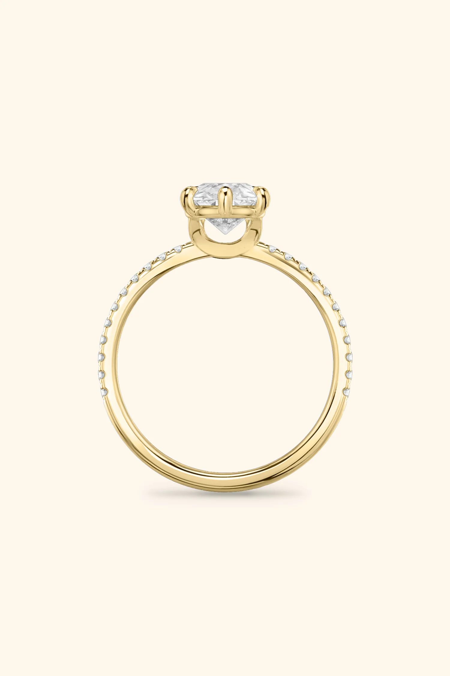 6 Prong Classic Pear Solitaire Pavé Ring - Image 12