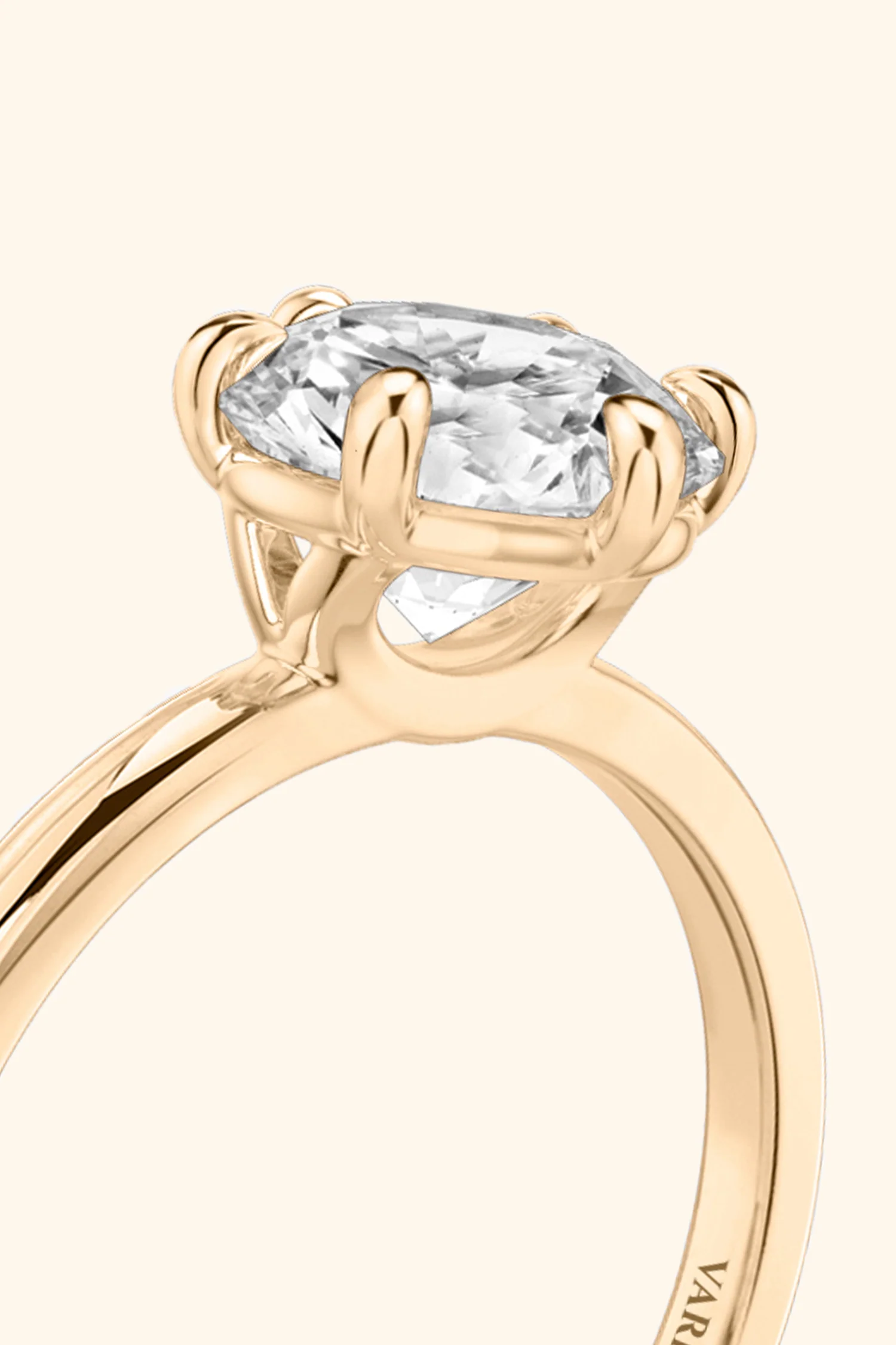 6 Prong Classic Grace Ring Set with a Round Diamond - Image 9