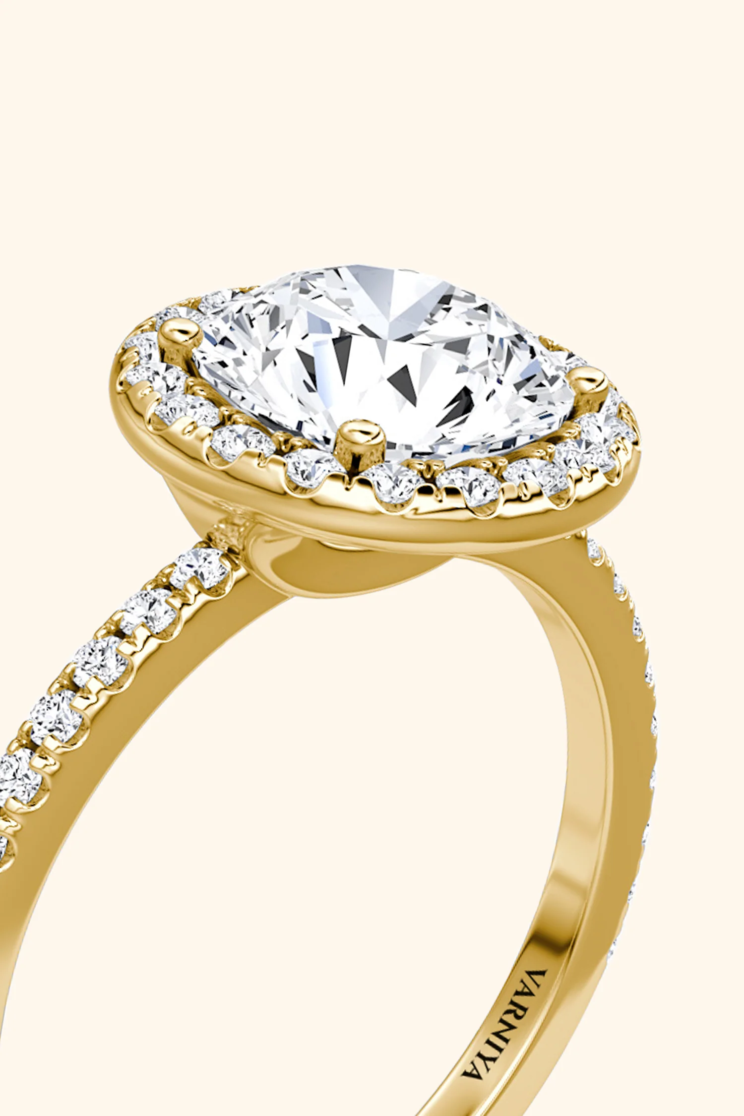 Angelica Classic Halo with a Round Solitaire Pavé Ring - Image 14