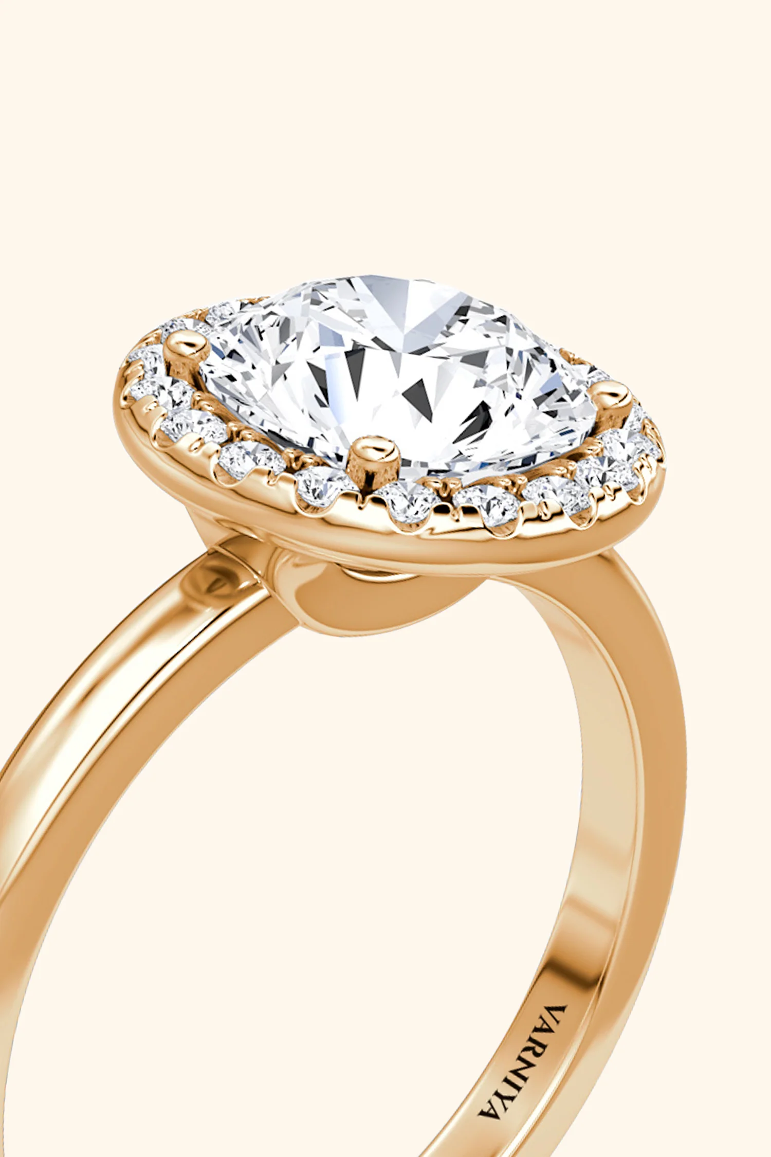 Angelica Classic Halo with a Round Solitaire Ring - Image 9