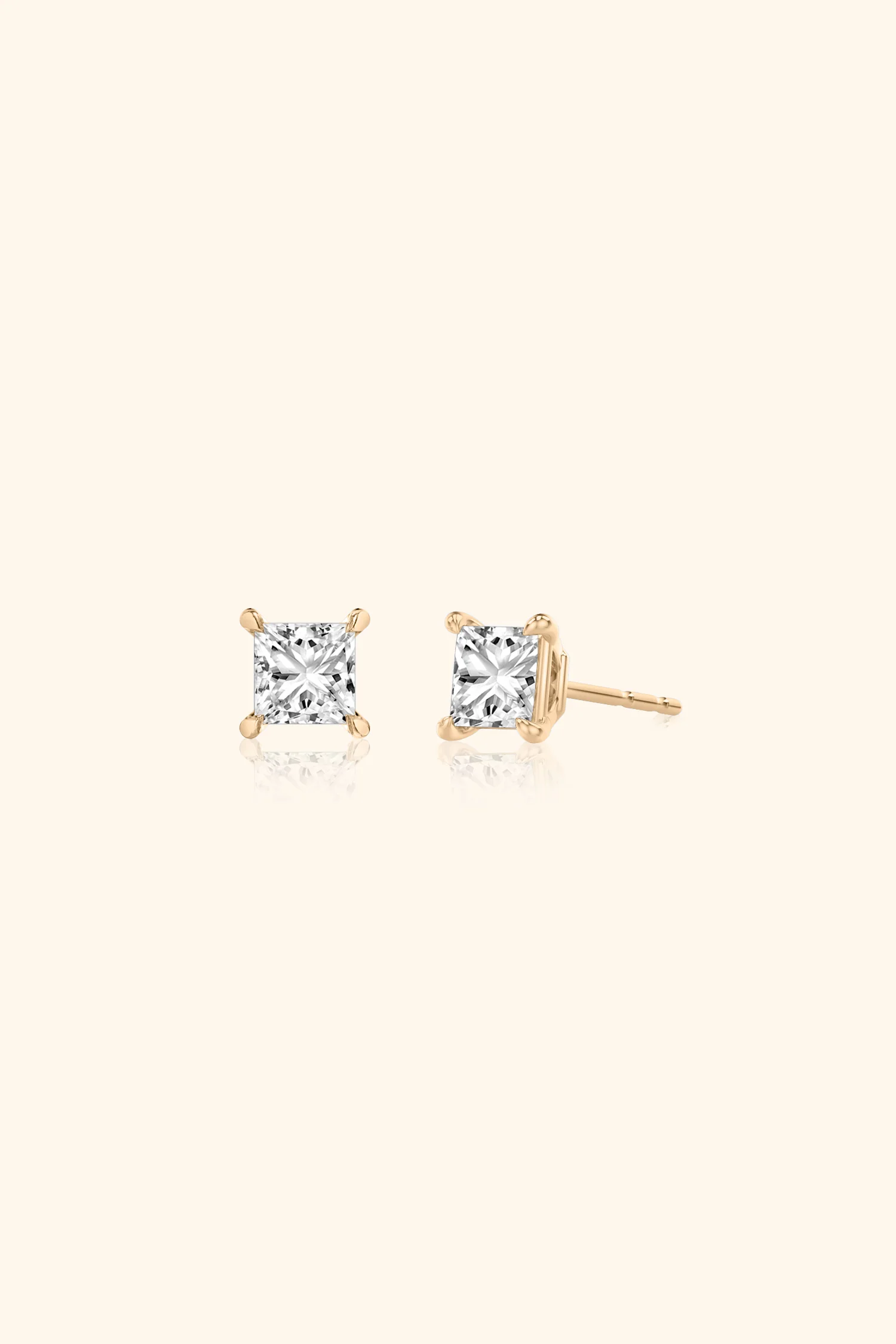 Classic Diamond Studs set with Princess Solitaire - Image 9
