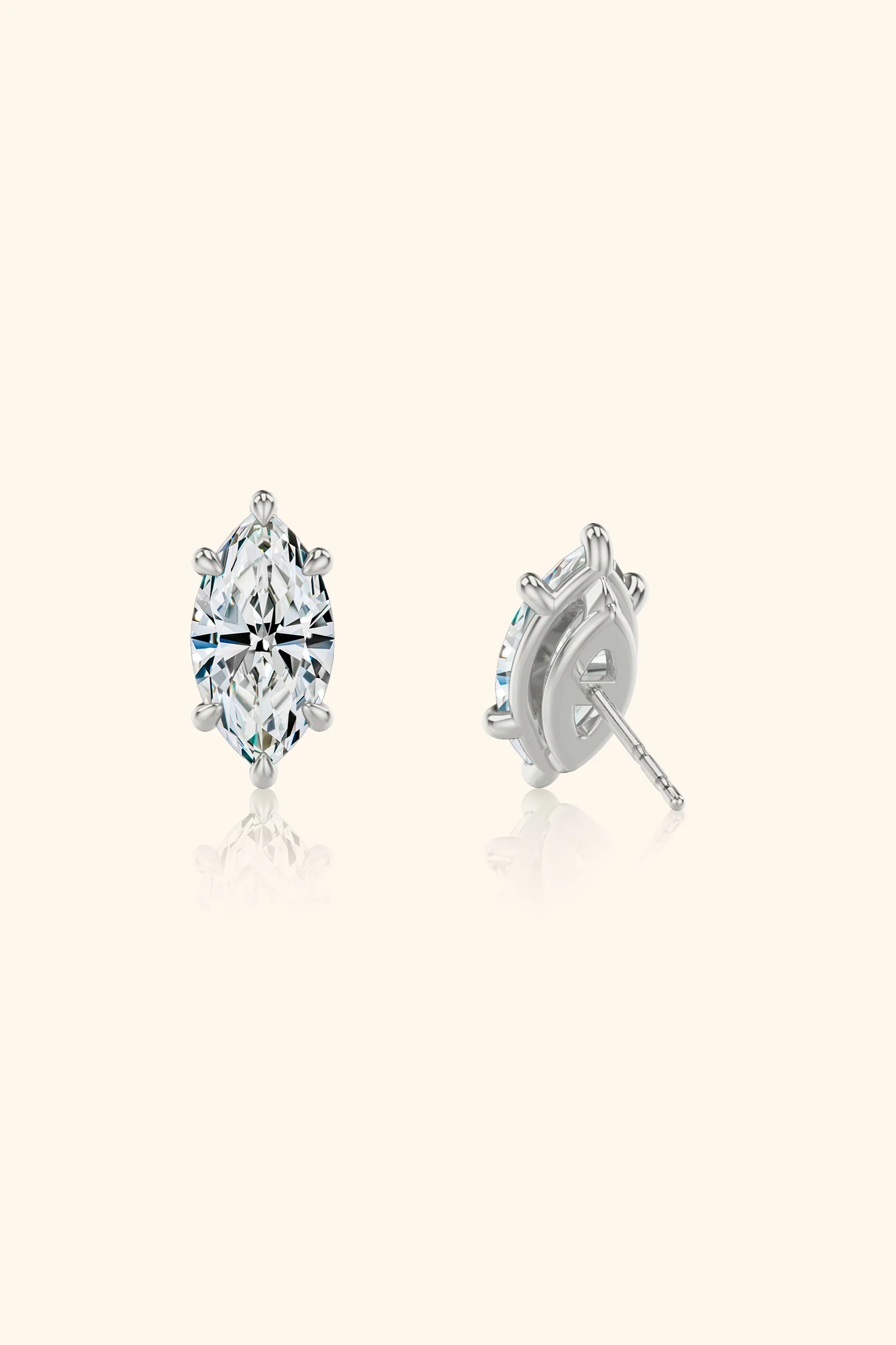 Classic Diamond Studs set with a Marquise Solitaire - Image 5