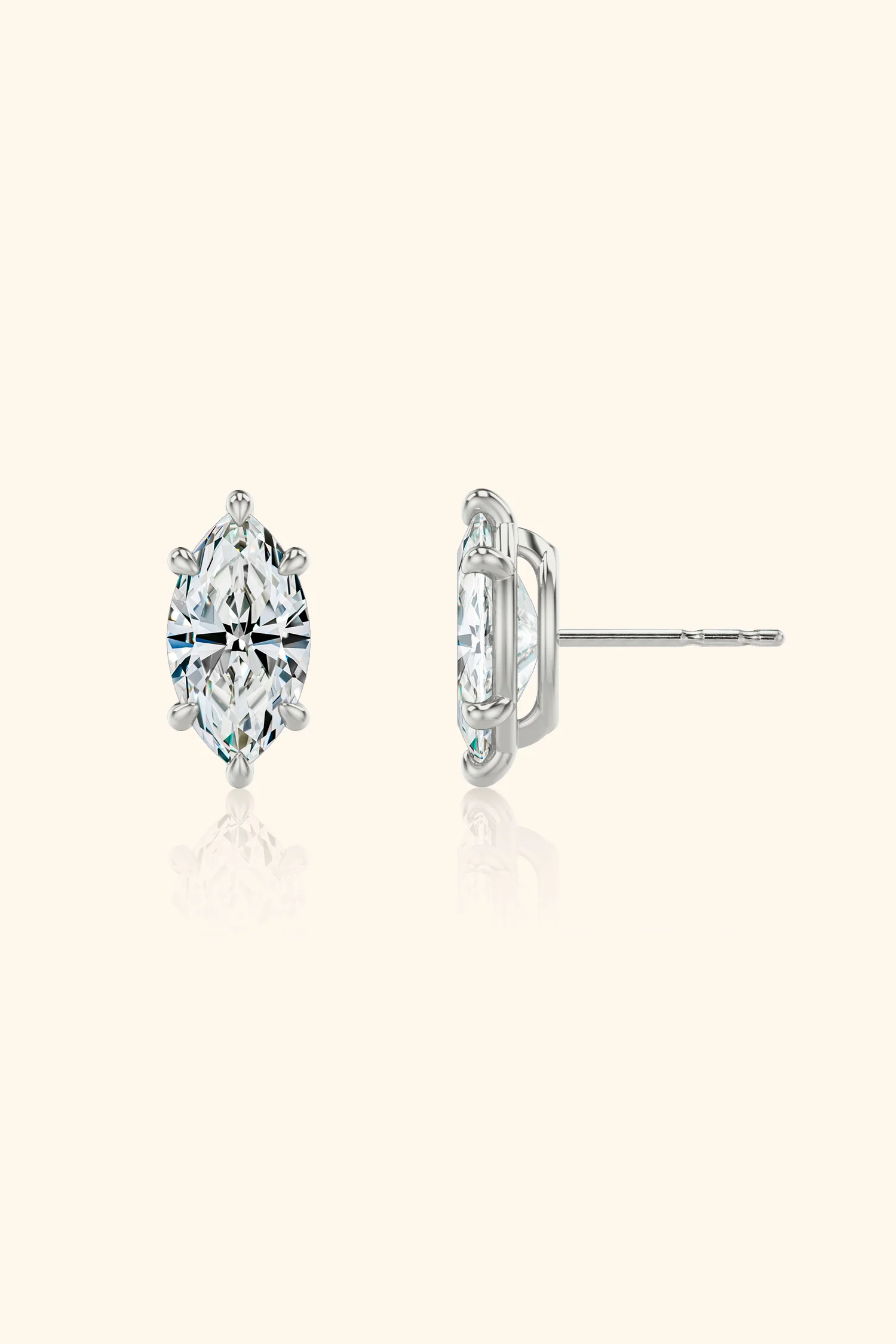 Classic Diamond Studs set with a Marquise Solitaire - Image 6