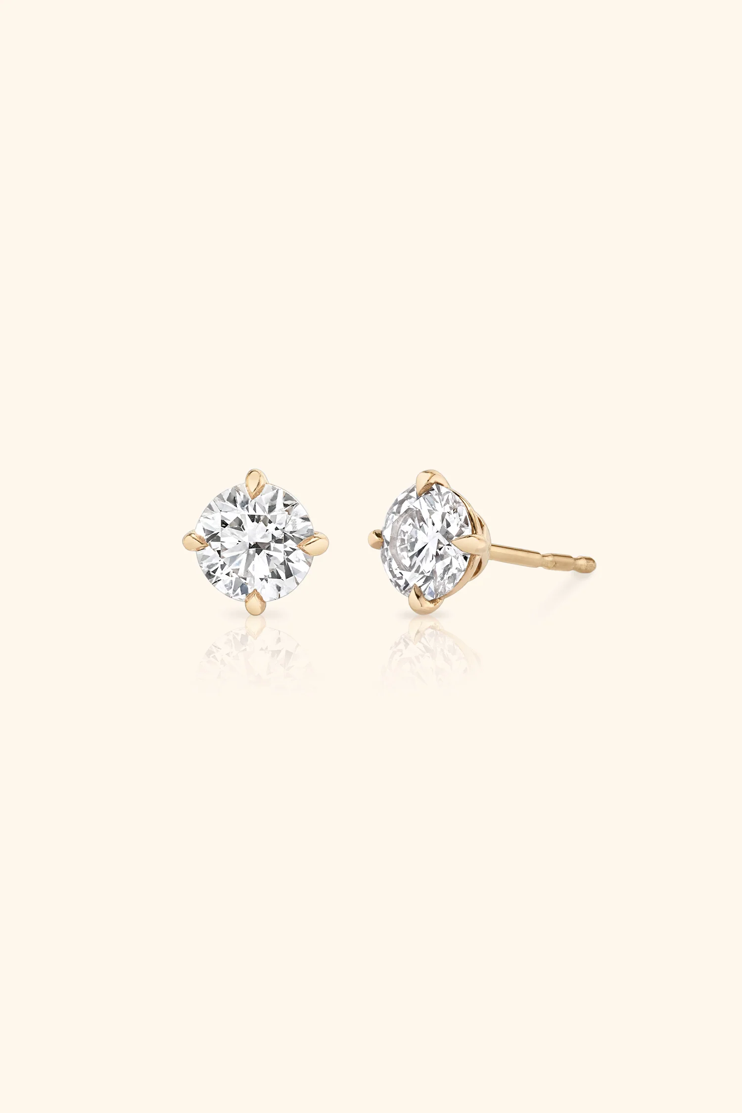Classic Diamond Studs set with Round Solitaire - Image 9