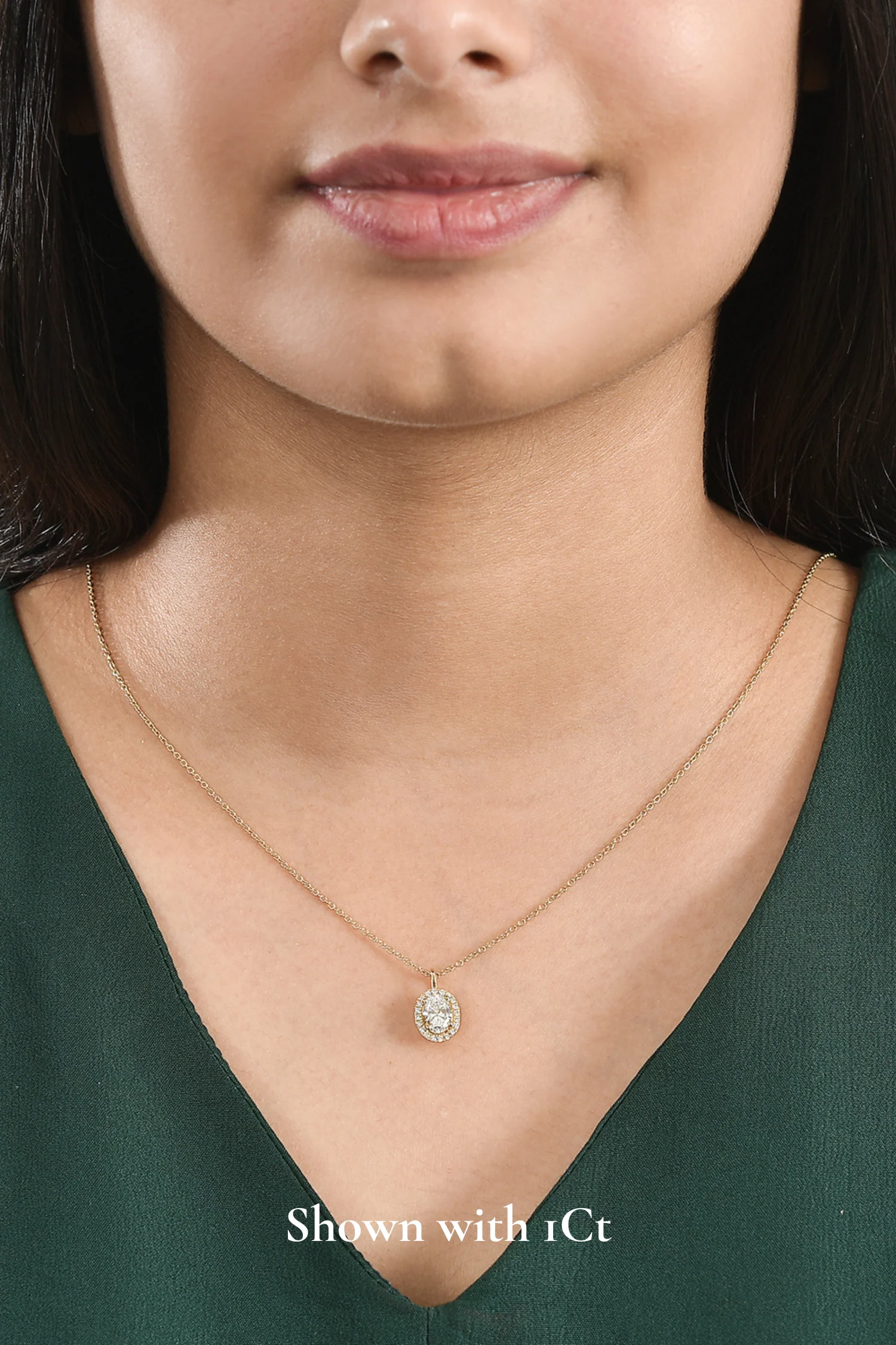 Coralina Halo Oval Solitaire Pendant - Image 10