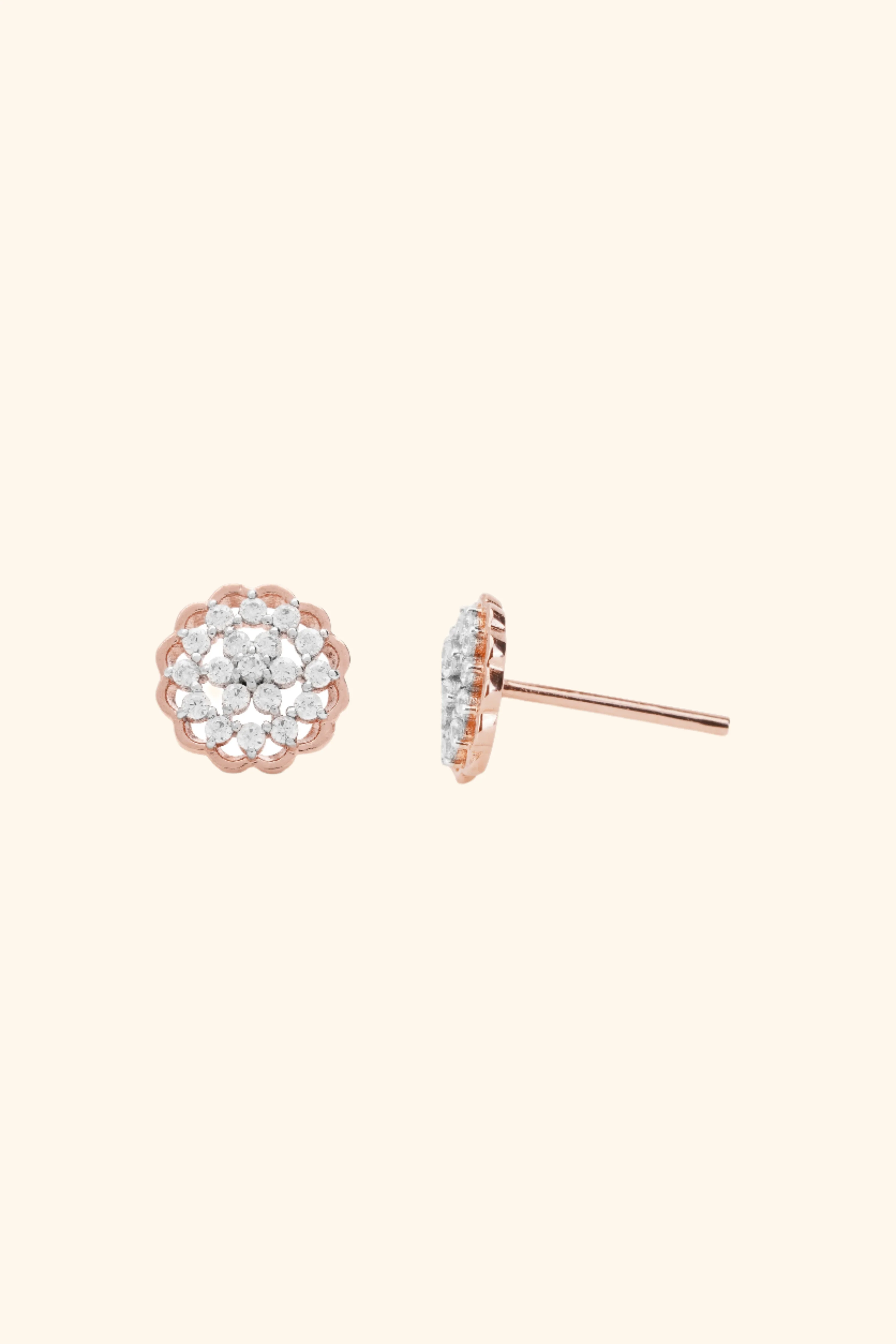 Fleurette Scalloped Diamond Studs - Image 5
