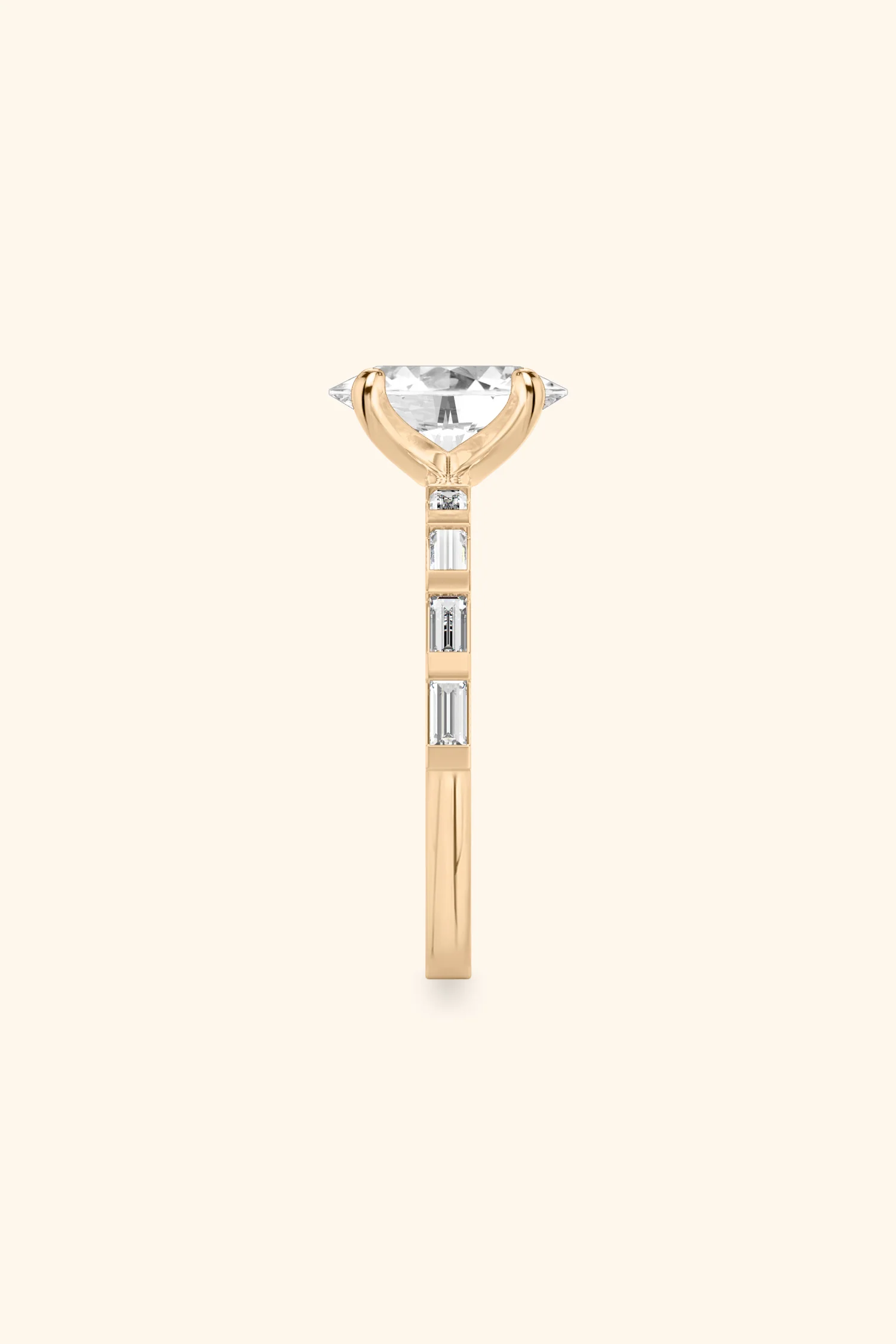 French Bar with Oval Solitaire Ring - Image 5