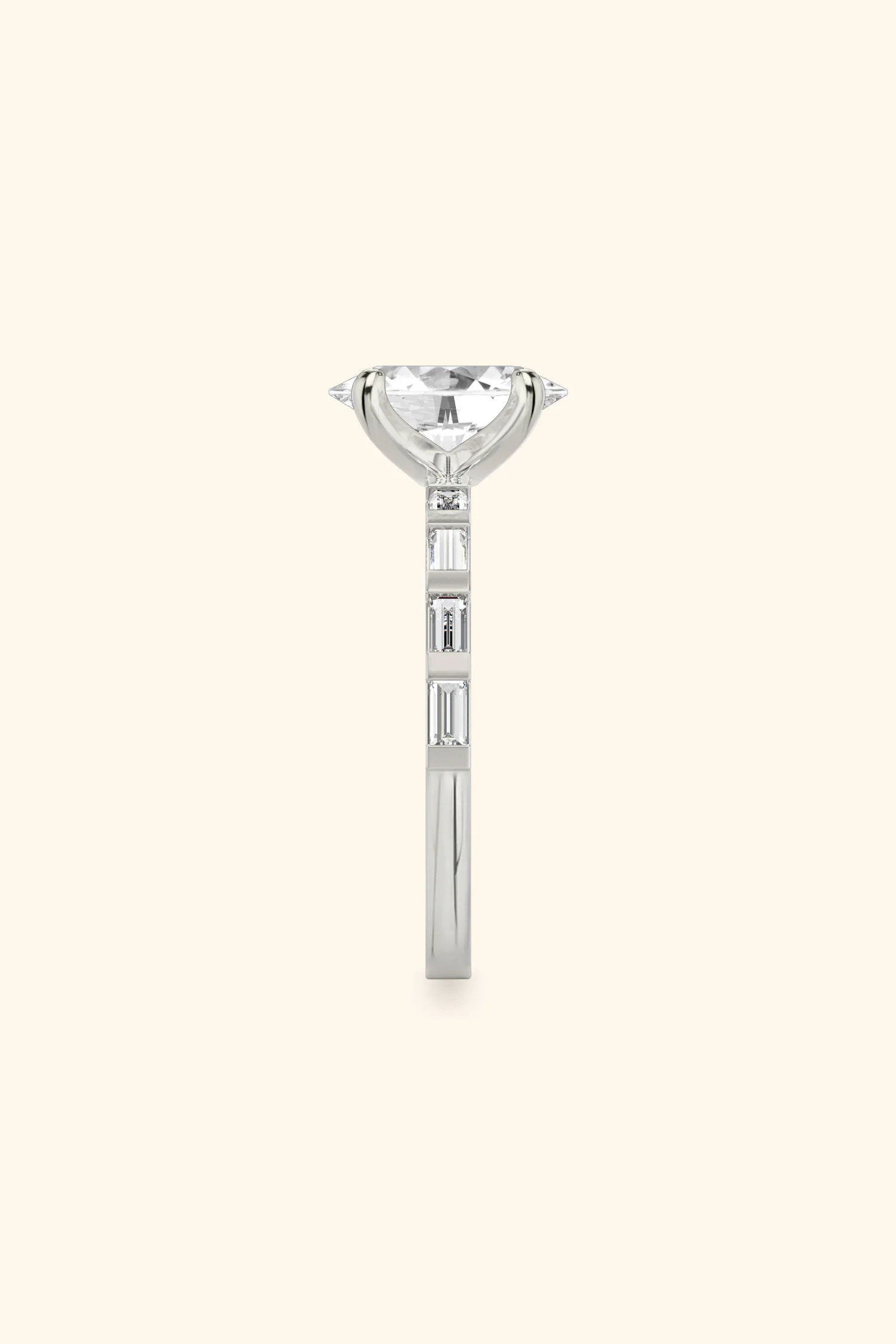 French Bar with Oval Solitaire Ring - Image 3