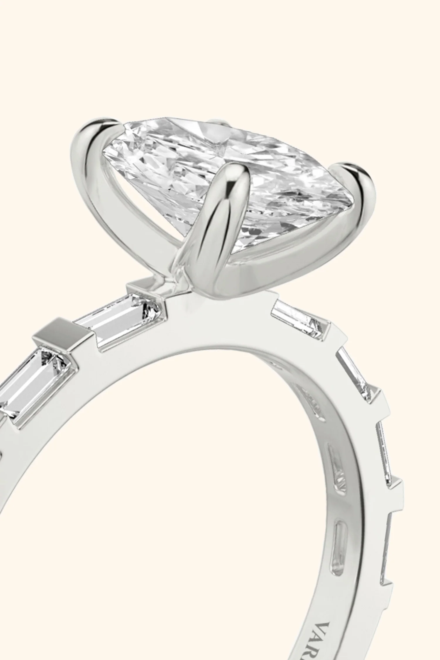 French Bar with Oval Solitaire Ring - Image 4