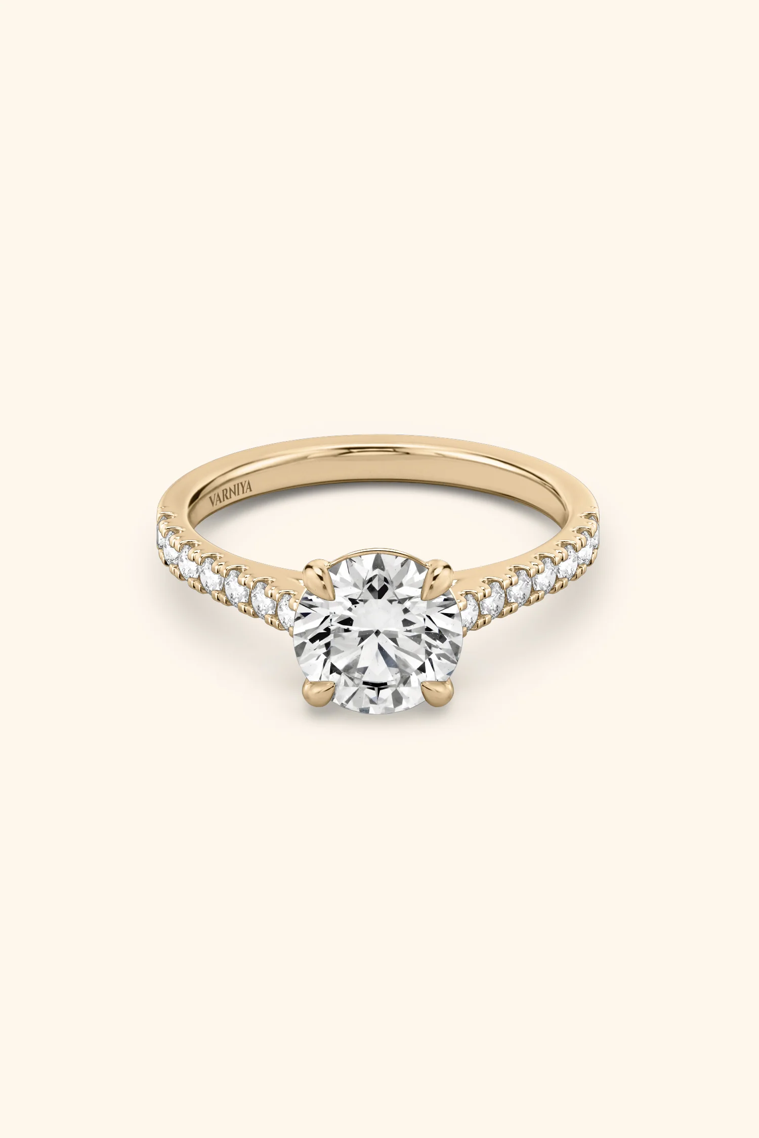 Gopuram Dome with a Round Solitaire Pavé Ring - Image 14