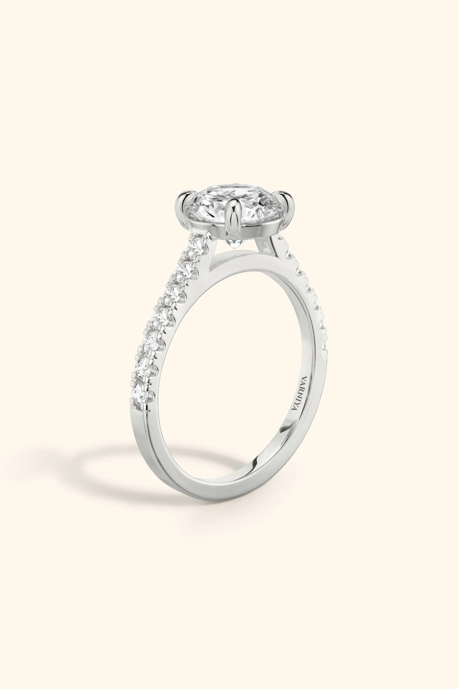 Gopuram Dome with a Round Solitaire Pavé Ring - Image 3