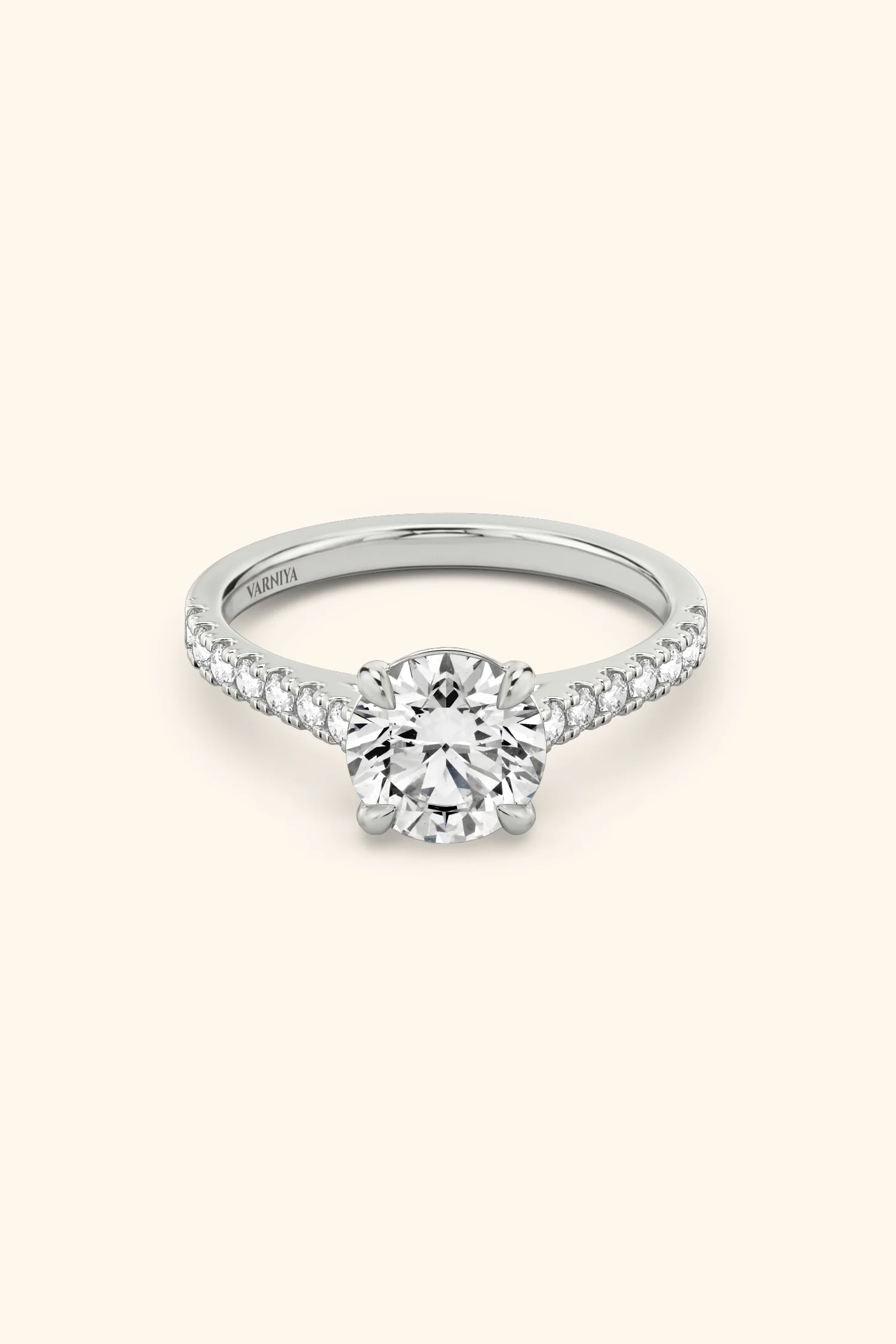Gopuram Dome with a Round Solitaire Pavé Ring - Image 4