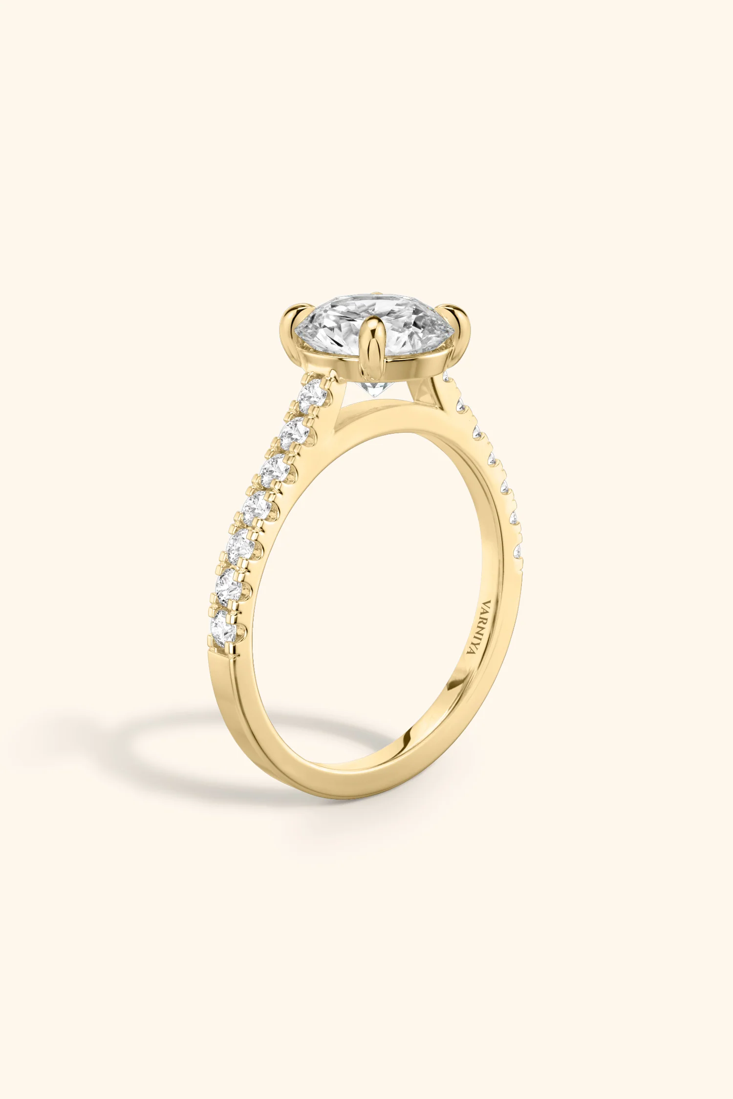 Gopuram Dome with a Round Solitaire Pavé Ring - Image 8