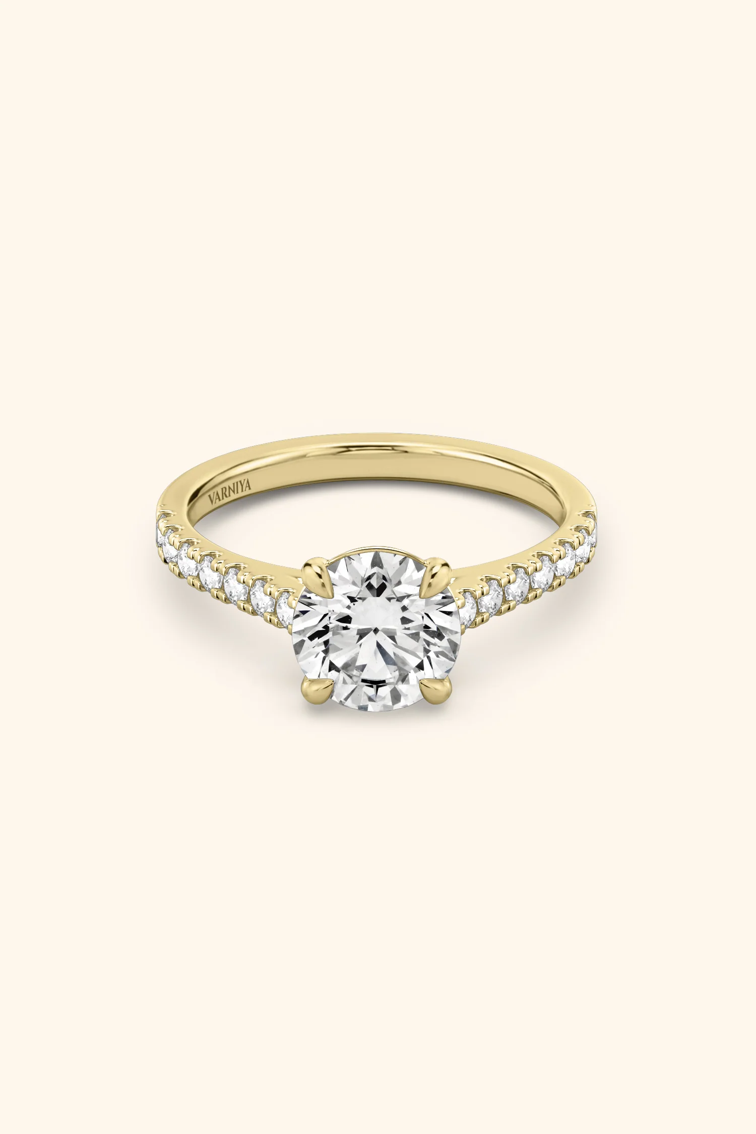 Gopuram Dome with a Round Solitaire Pavé Ring - Image 9