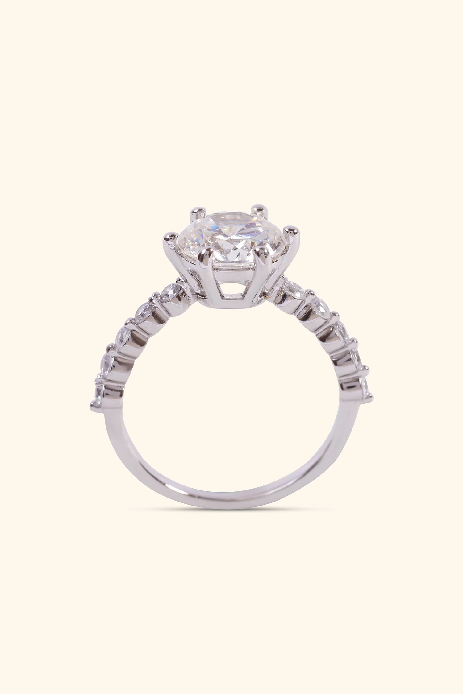 Paloma Studded Pave Ring with Round Solitaire - Image 4