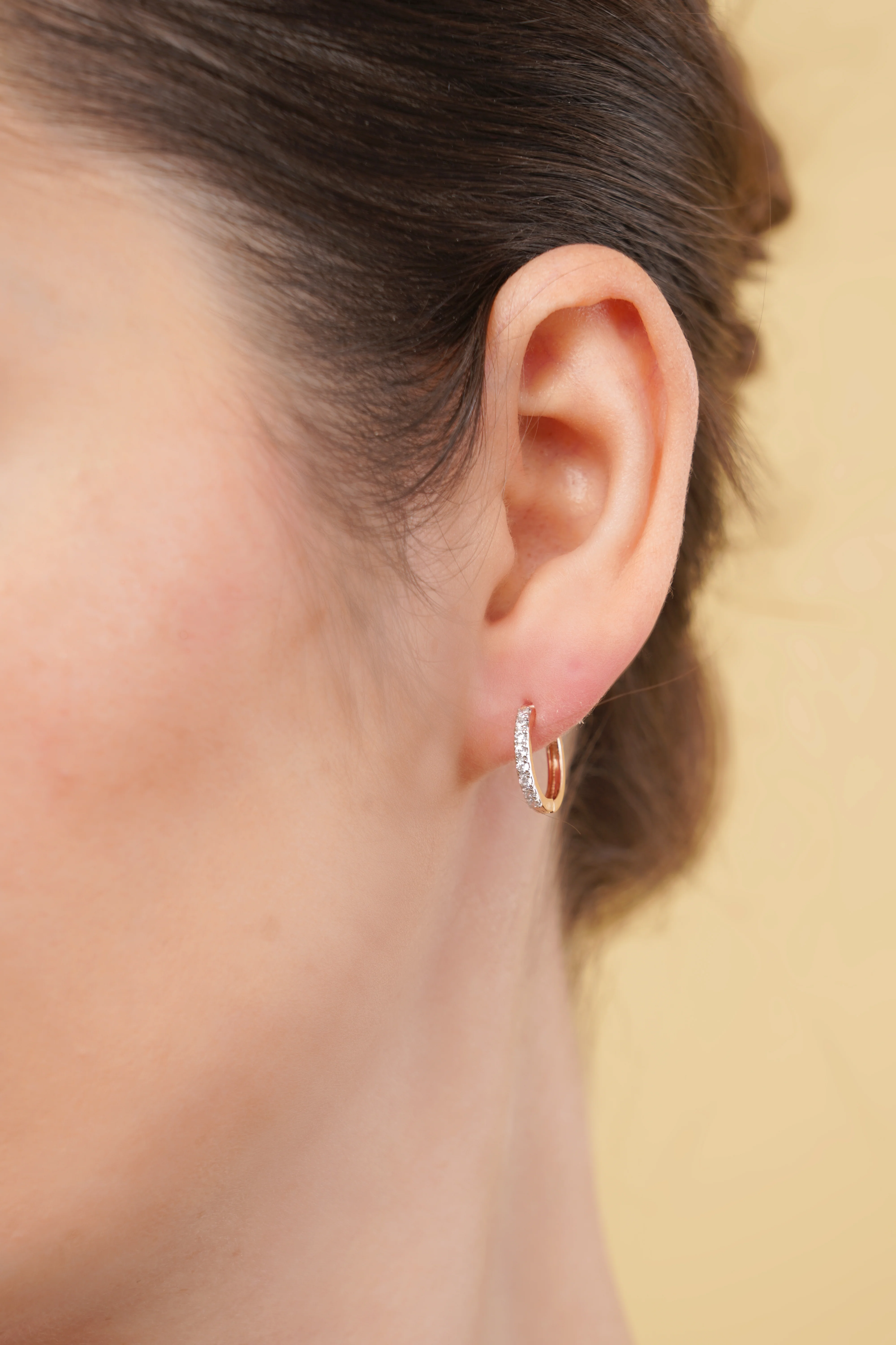 Luna Floating Huggie Diamond Earrings - Image 4