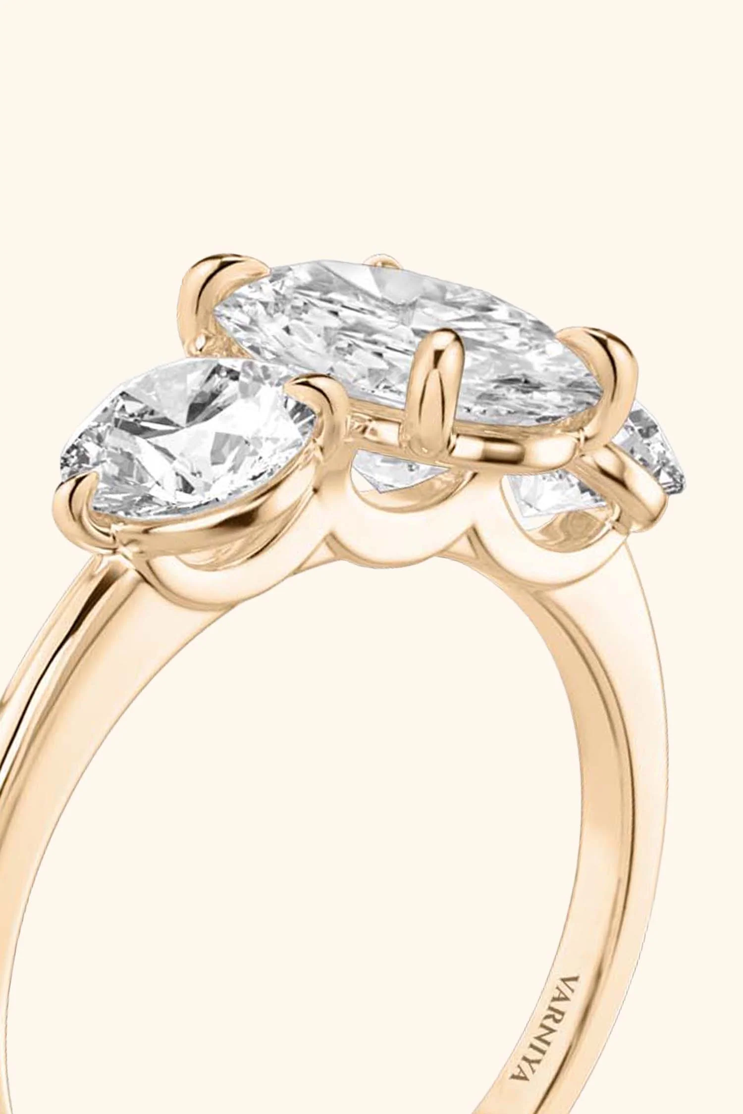 Trilogy Grace with Oval Solitaire Ring with Rounds - Image 15