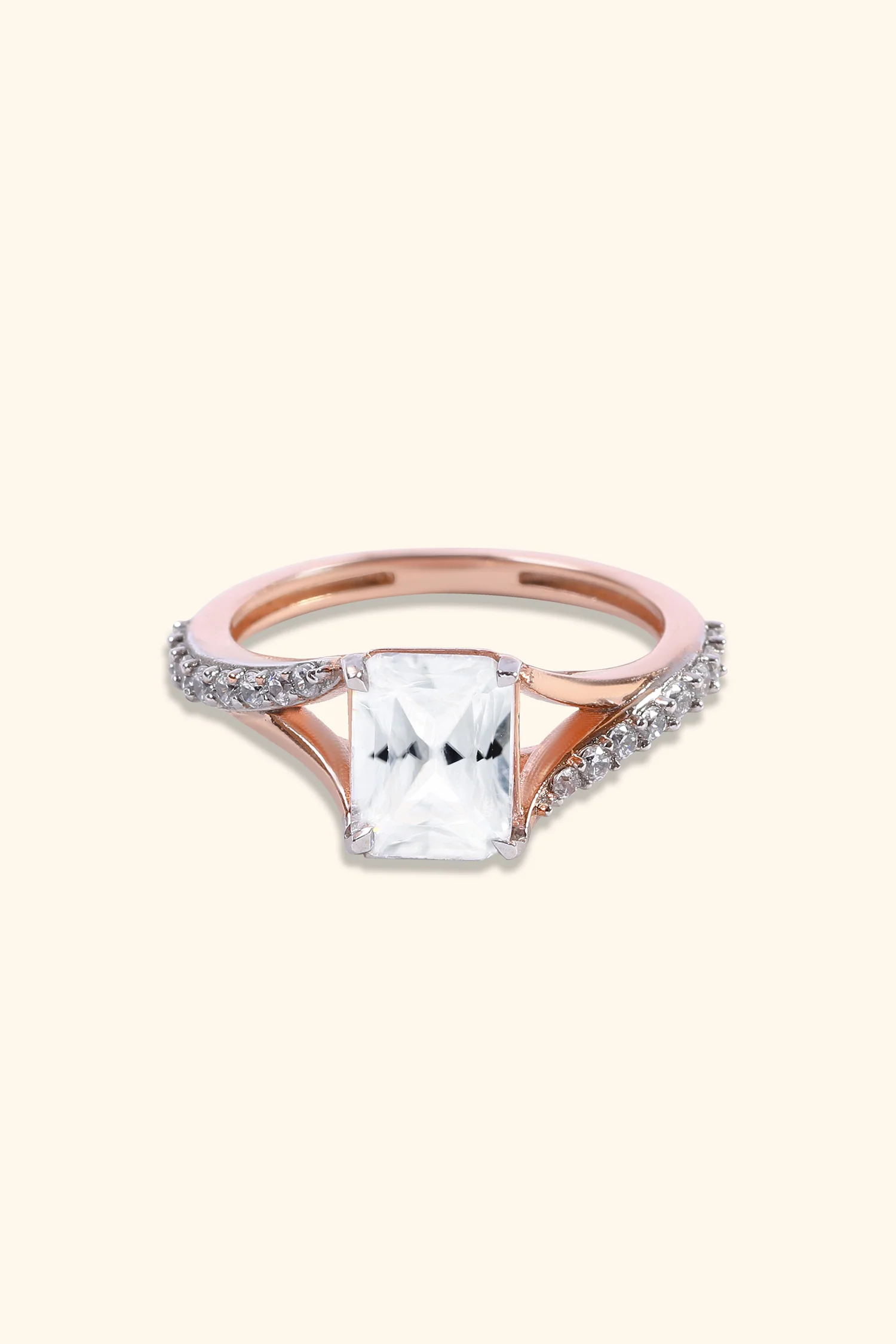 Victoria Emerald Solitaire Ring on an Alt-Pavé Ring - Image 4