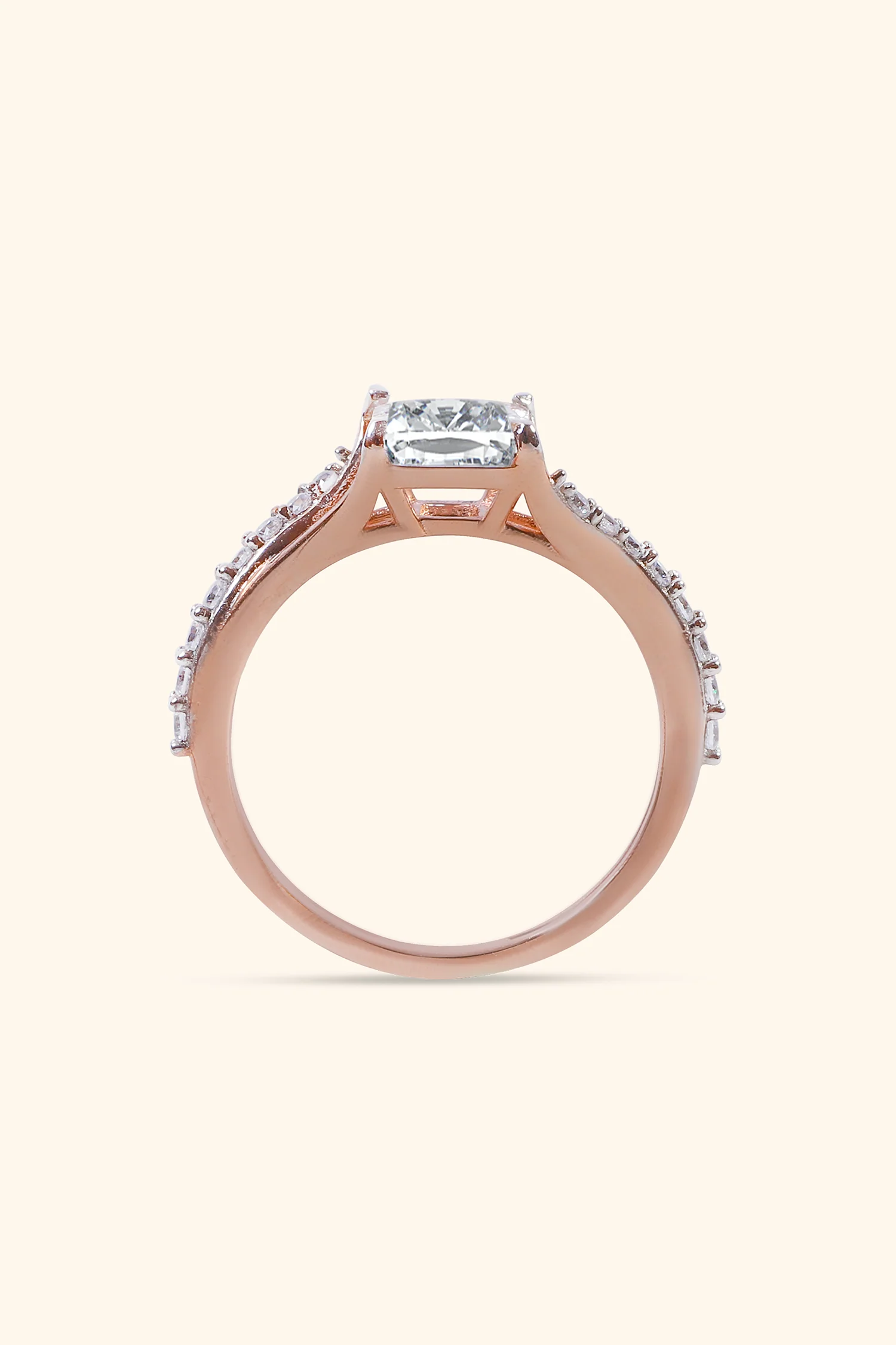 Victoria Emerald Solitaire Ring on an Alt-Pavé Ring - Image 4